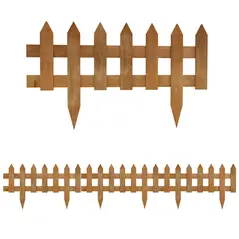 Outsunny Pack of 12 Wooden Border Fences, Garden Fixed Picket Fence for Lawn Edging, Flowerbed, 60L x 1D x 34H cm, Brown - 1