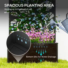 Outsunny Outdoor Metal Planter, with Back Trellis - Black - 4