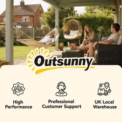 Outsunny Outdoor Garden Hammock with Wooden Stand Swing Hanging Bed for Patio White - 8