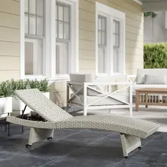 Outsunny Outdoor PE Rattan Sun Lounger, Folding Wicker Garden Lounger Recliner with 4-Level Adjustable Backrest, Rolling Sunbed Lounge Chair with Wheels, Non-Slip Legs for Balcony, Beach, Grey - 2