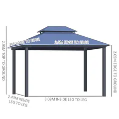 Outsunny Outdoor 3.6 x 3(m) Gazebo Cabana w/ Steel Frame & Net Sidewalls for Privacy - 3