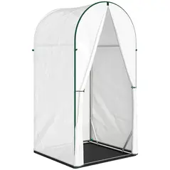 Outsunny Mini Greenhouse, Portable Green House with Roll-Up Door, PE Base, Small Greenhouse, 100 x 100 x 195 cm, White - 1