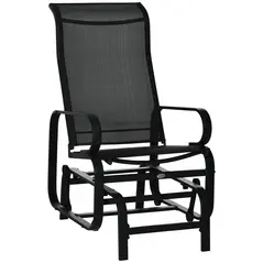 Outsunny Outdoor Gliding Rocking Chair with Sturdy Metal Frame Garden Comfortable Swing Chair, Black - 1