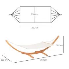 Outsunny Outdoor Garden Hammock with Wooden Stand Swing Hanging Bed for Patio White - 3