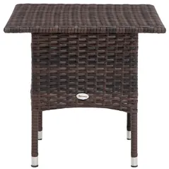Outsunny Outdoor Rattan Side Table Coffee Table with Plastic Board, Full Woven Table Top for Patio, Garden, Balcony, Mixed Brown - 7
