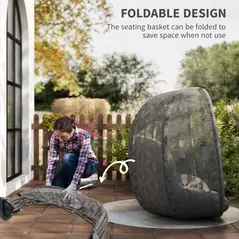 Outsunny Outdoor Double Hanging Chair with Cushion and Cup Holders, Sand Brown - 5