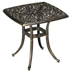Outsunny Outdoor Patio Side Table with 38mm Dia. Umbrella Hole, Cast Aluminium Patio coffee Table, 54 x 54cm, Bronze Tone - 1