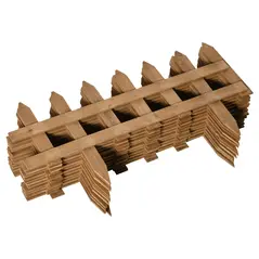 Outsunny Pack of 24 Wooden Border Fences, Garden Fixed Picket Fence for Lawn Edging, Flowerbed, 60L x 1D x 34H cm, Brown - 9