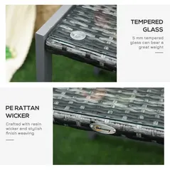 Outsunny Rattan End Table Side Coffee Desk Outdoor Patio Wicker Sofa Chat Garden Furniture - 6