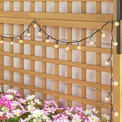 Outsunny Raised Bed with Drainage Holes, Wood Planter with Trellis for Climbing Plants to Grow Vegetables, Flowers, Yellow - 9