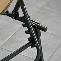 Outsunny Portable Sun Lounger Set of 2, Folding Camping Bed Cot, Reclining Lounge Chair 5-position Adjustable Backrest with Side Pocket, Pillow for Patio Garden Beach Pool, Beige - 9