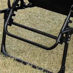 Outsunny Portable Sun Lounger, Folding Camping Bed Cot, Reclining Lounge Chair 5-position Adjustable Backrest with Side Pocket, Pillow for Patio Garden Beach Pool, Black - 8