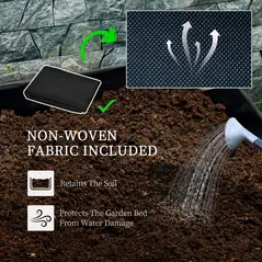 Outsunny Raised Garden Bed with Trellis, 2-Tier Wooden Elevated Planter Box  for Vegetables, Flowers, Herbs, Grey - 7