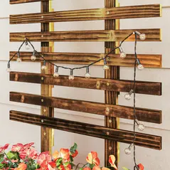 Outsunny Raised Garden Bed with Trellis, Outdoor Wooden Planter Box with Metal Corners and Wheels, Raised Bed for Garden - 9