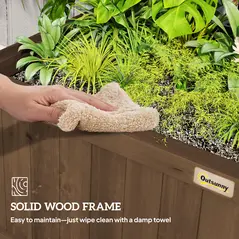 Outsunny Raised Bed with Drainage Holes, Wood Planter with Trellis for Climbing Plants to Grow Vegetables, Flowers, Brown - 7