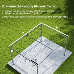 Outsunny Retractable Pergola Canopy Only, 3.92 x 3.5 m, UV30+ Replacement Canopy Cover for 4 x 3 m Pergola, Dark Grey - 4