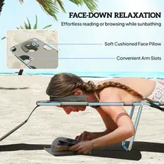 Outsunny Reclining Face Hole Sun Lounger - Dark Grey - 5