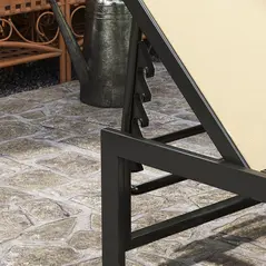 Outsunny Reclining Sun Lounger - Khaki - 9