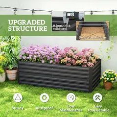 Outsunny Raised Beds for Garden, Galvanised Steel Outdoor Planters with Multi-reinforced Rods, 180 x 90 x 59 cm, Black - 5