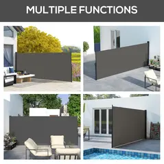 Outsunny Retractable Side Awning, Outdoor Privacy Screen for Garden, Hot Tub, Balcony, Terrace, Pool, 400 x 180cm, Dark Grey - 7