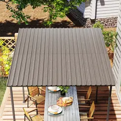 Outsunny Set of 12 Corrugated Steel Roof Sheet Panels - Grey Wood Effect - 7