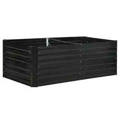 Outsunny Raised Beds for Garden, Galvanised Steel Outdoor Planters with Multi-reinforced Rods, 180 x 90 x 59 cm, Black - 1