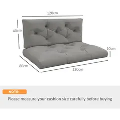 Outsunny Seat and Back Padded Pallet Cushion Set - Light Grey - 3