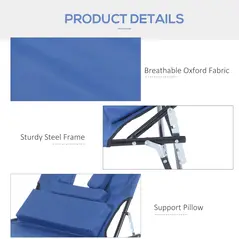 Outsunny Reading Hole Sun Lounger - Blue - 6