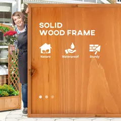 Outsunny Raised Garden Bed with Arch Trellis, Freestanding Garden Planter Box for Vine Climbing Plant Flower Herb, Brown - 6