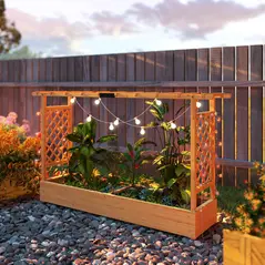 Outsunny Raised Planter with Trellis, Wooden Raised Bed for Garden with Hanging Roof and Drainage Holes, Outdoor Planter Box - 9