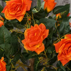 Outsunny Set of 2 Artificial Plants White Rose Floral in Pot, Fake Plants for Home Indoor Decor, 90cm, Orange - 7