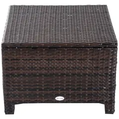 Outsunny Rattan Footstool Wicker Ottoman with Padded Seat Cushion Outdoor Patio Furniture for Garden Poolside Living Room, 50 x 50 x 35 cm, Brown - 8