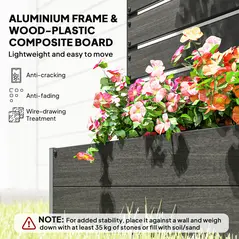 Outsunny Raised Bed for Garden, Planter with Trellis for Climbing Plants, Vines, Planter Box with Drainage Gap, Black - 5