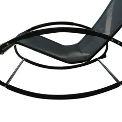 Outsunny Rocking Chair Sun Lounger Recliner Rocker Texteline Fabric Patio Garden Relaxer with Pillow, Black - 8