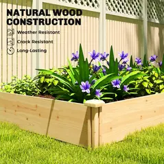 Outsunny Raised Garden Bed, Wooden Planter Box with Divider and Open Bottom for Flowers, Herbs, Vegetables, DIY Painting - 7