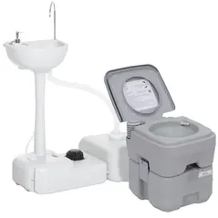 Outsunny Portable Toilet and Camping Sink Set with Fresh and Waste Tank, Wastewater Recycled Set for Outdoor Events - 1