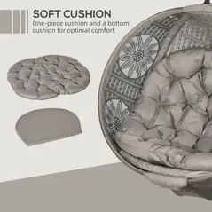 Outsunny Round Egg Basket Chair, with Steel Stand, Sand - 4