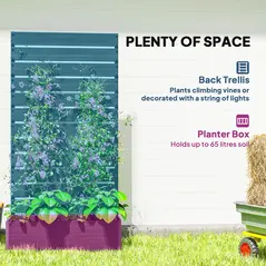 Outsunny Raised Bed for Garden, Planter with Trellis for Climbing Plants, Vines, Planter Box with Drainage Gap, Black - 4