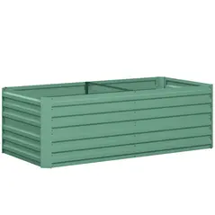 Outsunny Raised Beds for Garden, Galvanised Steel Outdoor Planters with Multi-reinforced Rods, 180 x 90 x 59 cm, Light Green - 1
