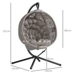 Outsunny Round Egg Basket Chair, with Steel Stand, Sand - 3