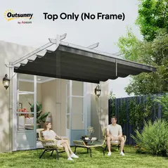 Outsunny Retractable Pergola Cover, 3.5 x 2.6 m Replacement Canopy Fabric for 4 x 3 m Frame, Roof Top Only, Dark Grey - 7