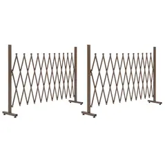 Outsunny Set of 2 Expanding Garden Fencc, Aluminium Freestanding Foldable Picket Fence, 300cmx103.5 cm, Dark Brown - 1