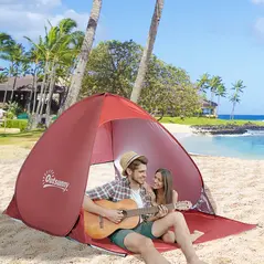 Outsunny Pop-up Portable Beach Tent-Red - 9