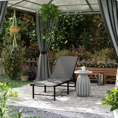 Outsunny Reclining Sun Lounger - Grey - 2