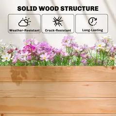 Outsunny Raised Planter with Trellis, Wooden Raised Bed for Garden with Hanging Roof and Drainage Holes, Outdoor Planter Box - 7