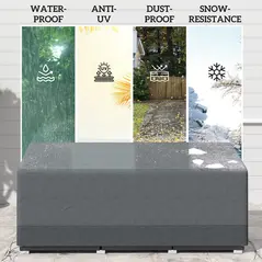 Outsunny Rectangular Patio Garden Furniture Cover Waterproof for 3 Seater Sofa Bistro Set, UV Resistant Protection 600D Oxford Fabric Rattan Lounge Clean Cover, 190 x 72 x 76cm, Grey - 6