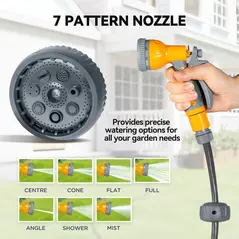 Outsunny Retractable Hose Reel Wall Mounted, 30+2m Garden Hose Pipe Reel with Lock, Auto Rewind, 7 in 1 Spray Nozzle, Includes Wall Fixings, 180° Swivel, Outdoor Watering, 59 x 23 x 42 cm, Orange - 7