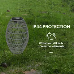 Outsunny Rattan Solar Lamp, Garden Solar Lantern with Auto On/Off Light, IP44 Waterproof, Decorative Outdoor Rattan Lamp for Porch, Pathway, Grey - 7