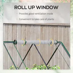 Outsunny Raised Garden Bed with Greenhouse, Steel Planter Box with Plastic Cover, Roll Up Window, Dual Use for Flowers, Vegetables, Fruits and Herbs, 127L x 95W x 92H cm, Clear - 8