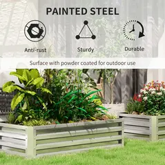 Outsunny Raised Beds for Garden, Galvanized Outdoor Planters, for Herbs and Vegetables, Use for Patio, Backyard, Balcony, Silver - 4